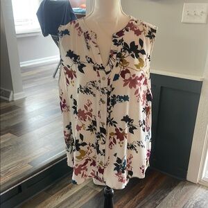 Apt. 9 Cream Pink Sleeveless Blouse with Tie Front